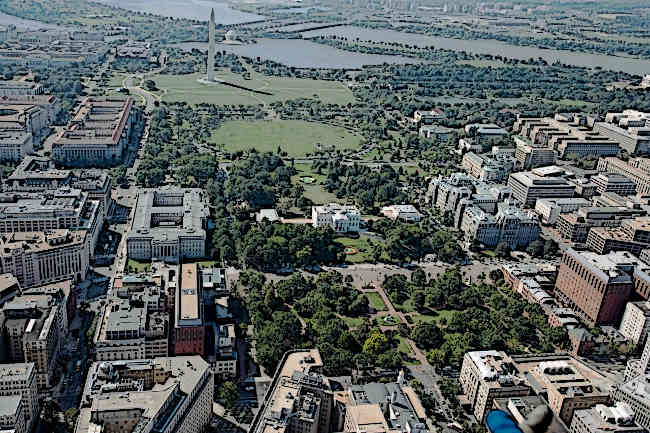 The White House Complex Location View North Potomac River Jefferson Memorial Washington Monument to the south