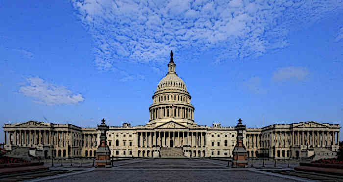 US Capitol Building on Capitol Hill seen from the east side