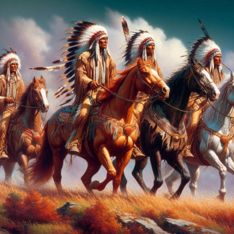 Native American Indians Charging