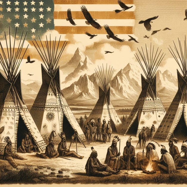 Native American Indians in Wigwams