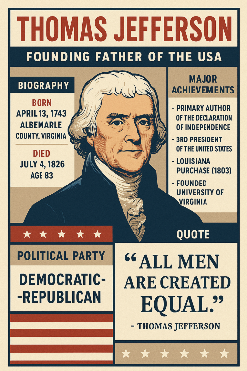 Thomas Jefferson founding father of the usa infographic